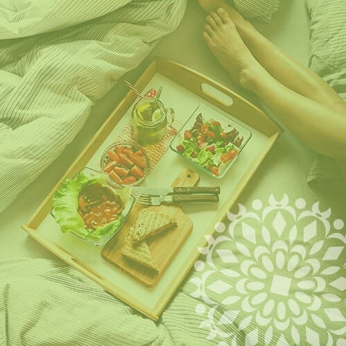 Snack platter on a bed