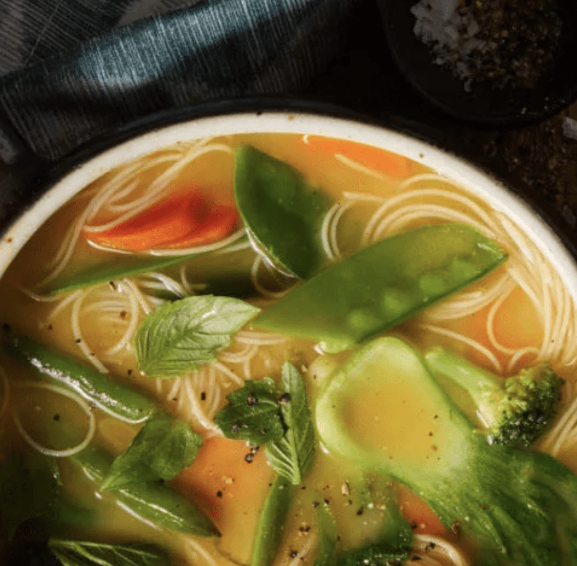 Bowl of Thai Vegetable Noodle Soup